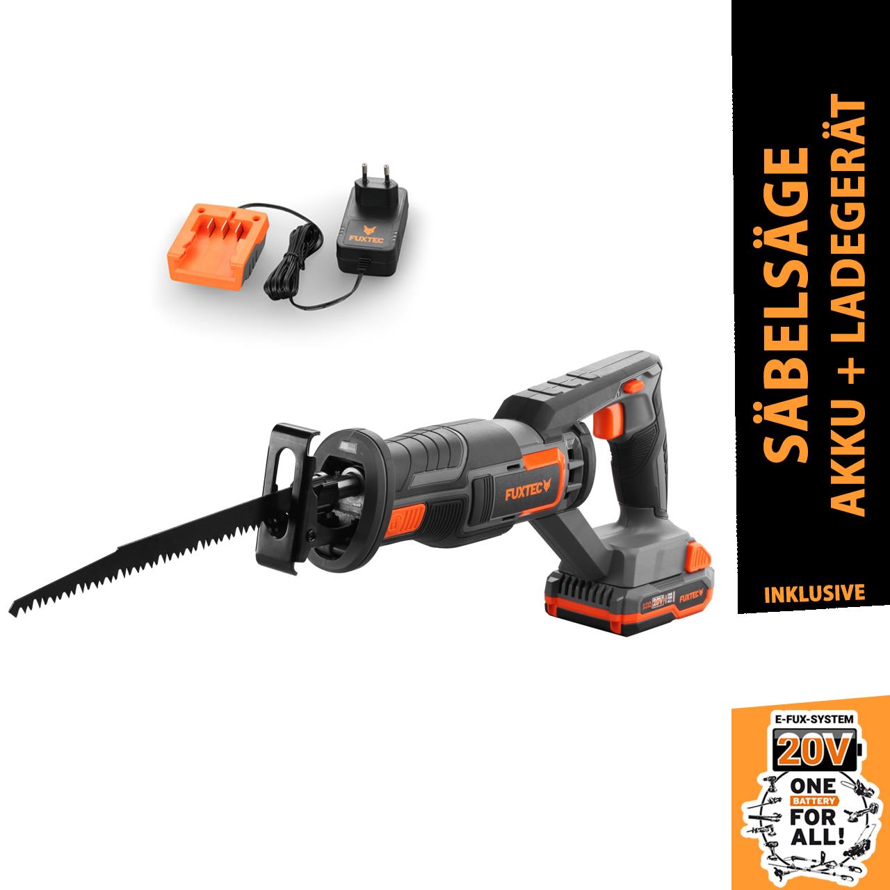 20V cordless reciprocating saw - Kit FUXTEC FX-E1SS20 incl. battery (2Ah) and charger (1A)