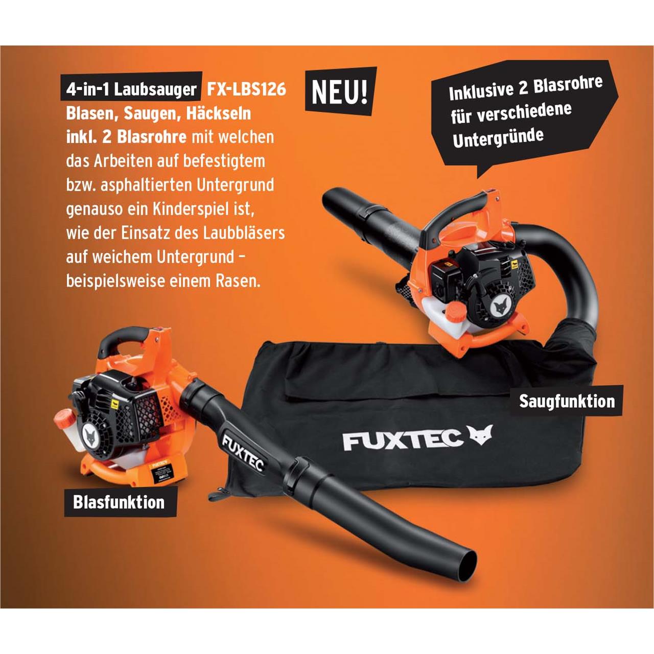 FUXTEC FX-LBS126 4in1 Laubsauger Laubbläser Laubhäcksler
